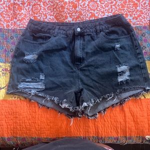 Ripped Frayed Raw Hem Denim Shorts